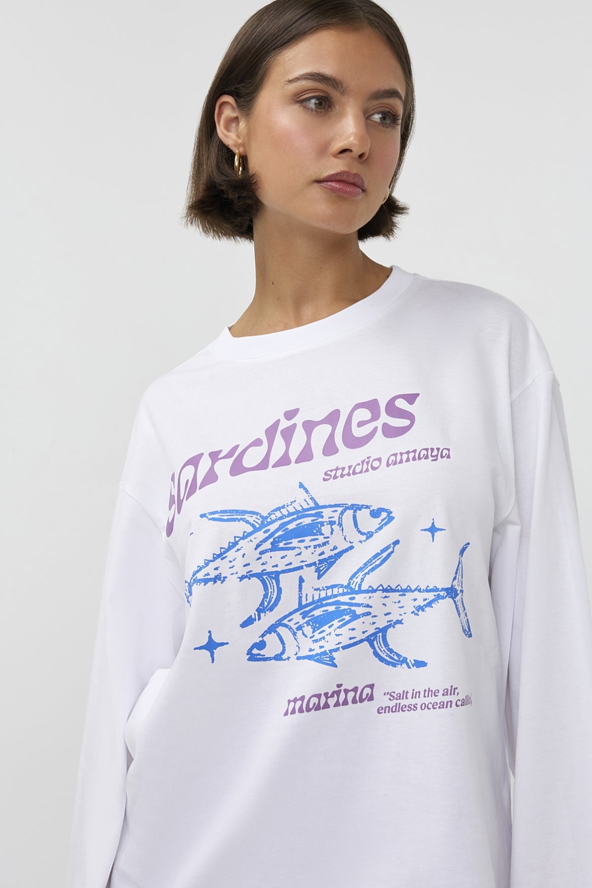 Studio Amaya Sardines longsleeve print wit