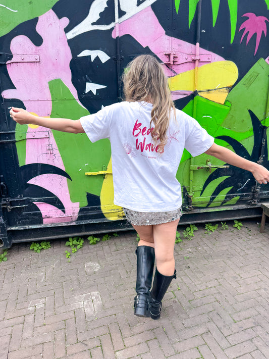 Beach waves t-shirt roze