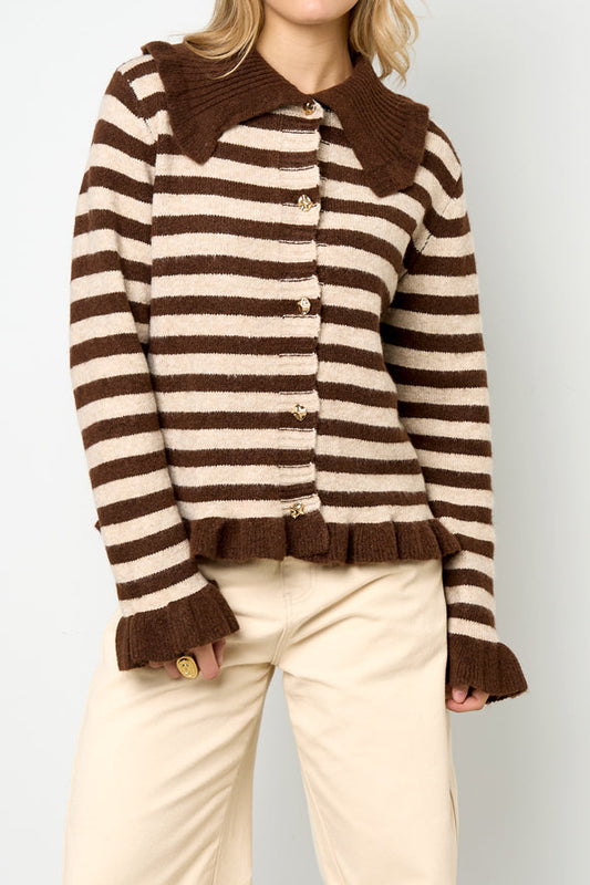 Mia vest streep bruin