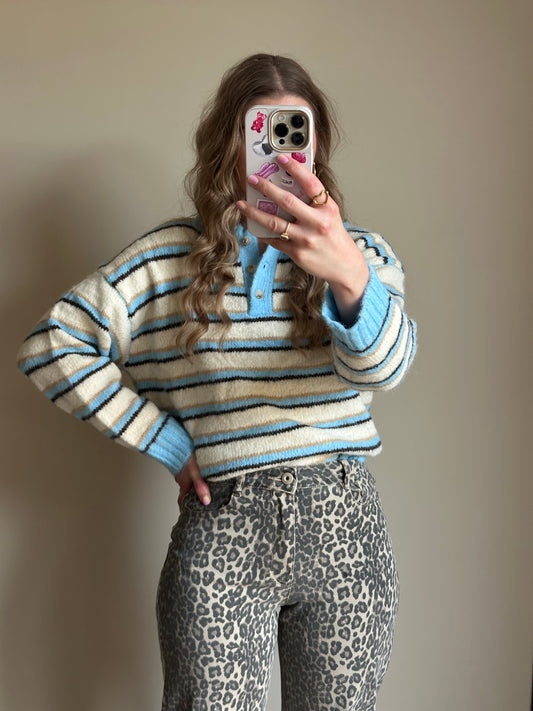 Maud polo trui stripes blauw