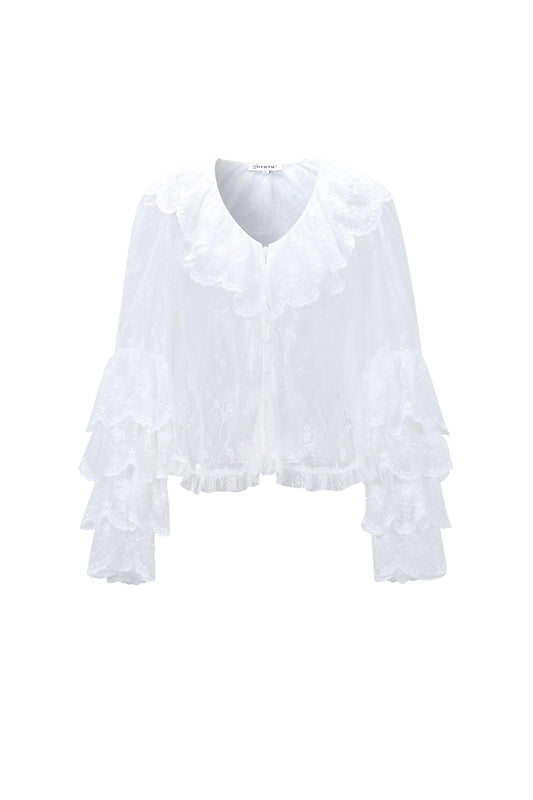 Bonnie kanten top met ruffles