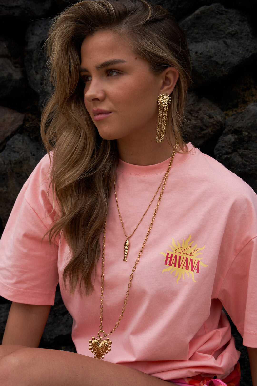 Sunrise dangle statement earrings goud