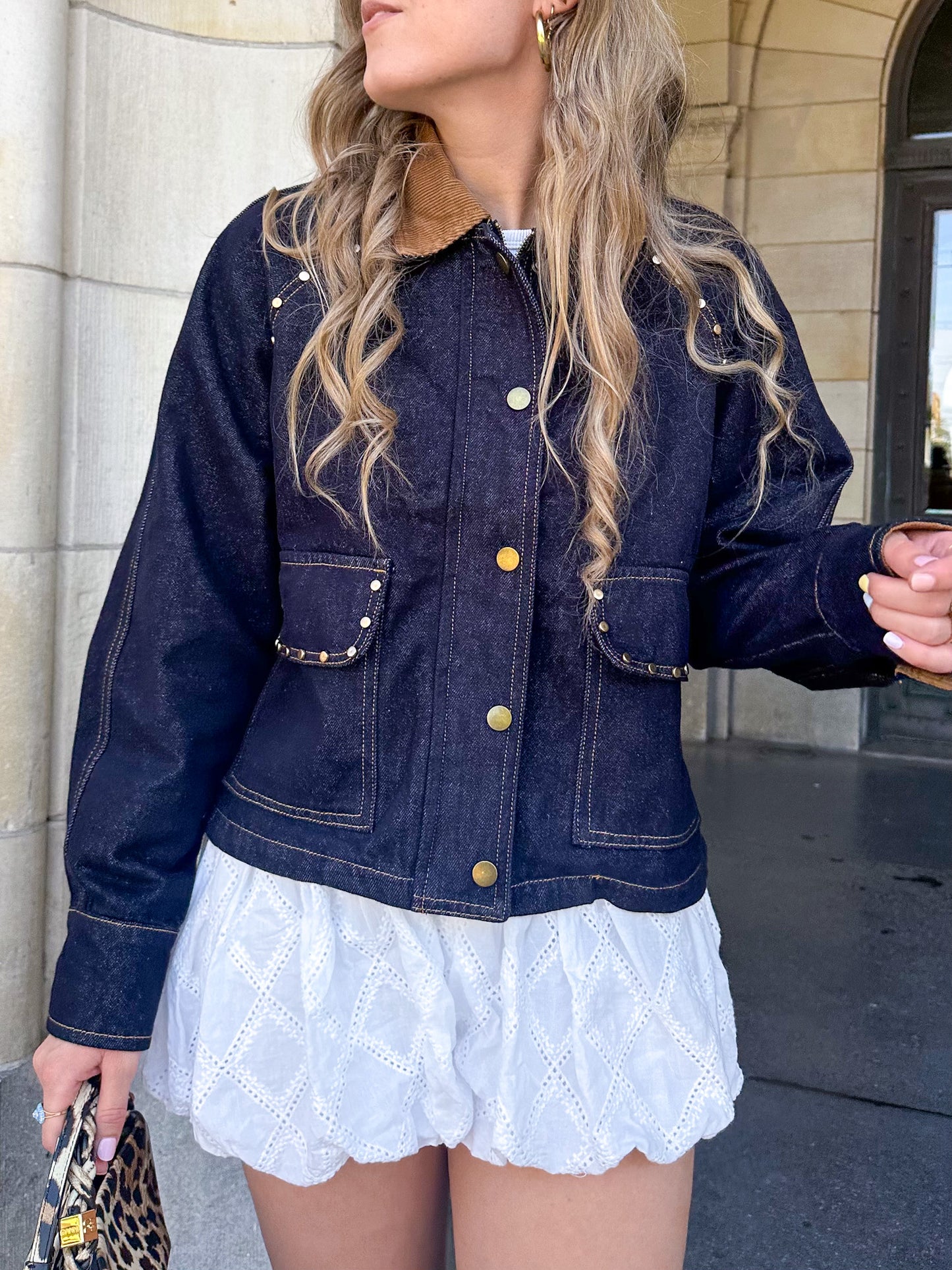 Noor denim studs jacket