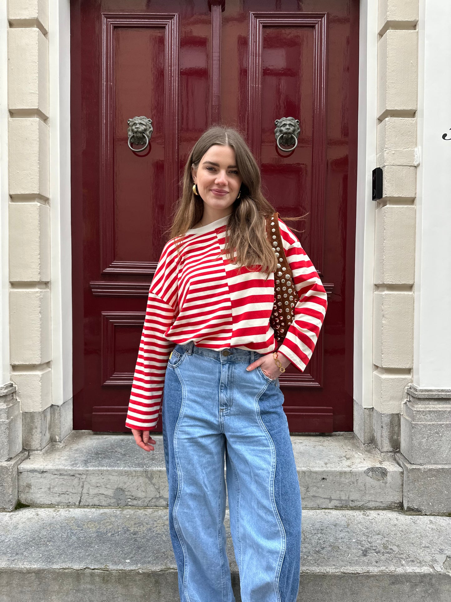 Amy gestreepte longsleeve red
