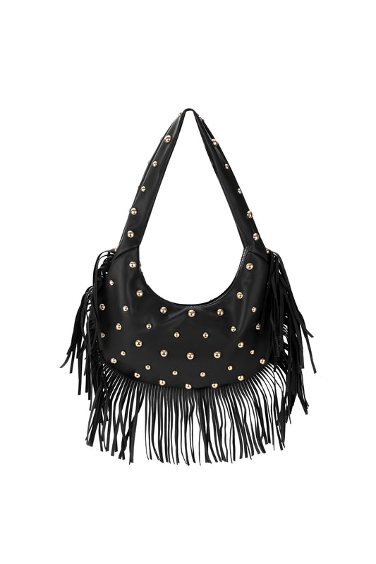 Luna schoudertas met franjes en studs