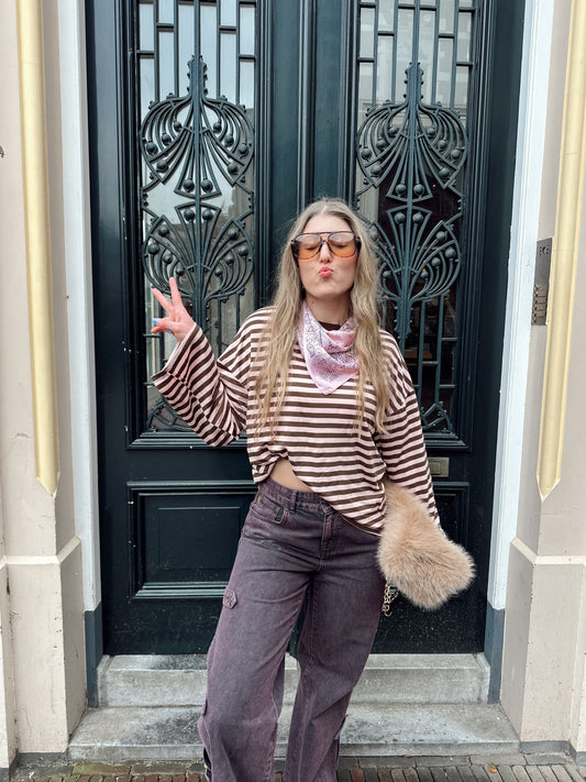 Romy gestreepte longsleeve roze