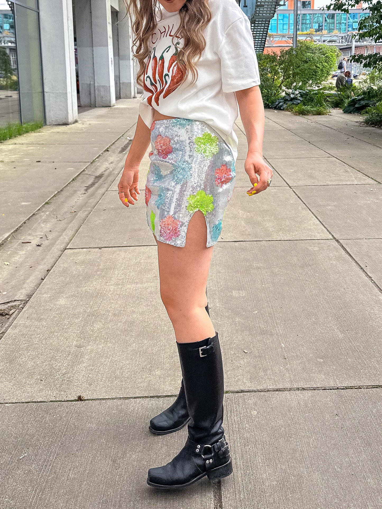 Floral glitter rok