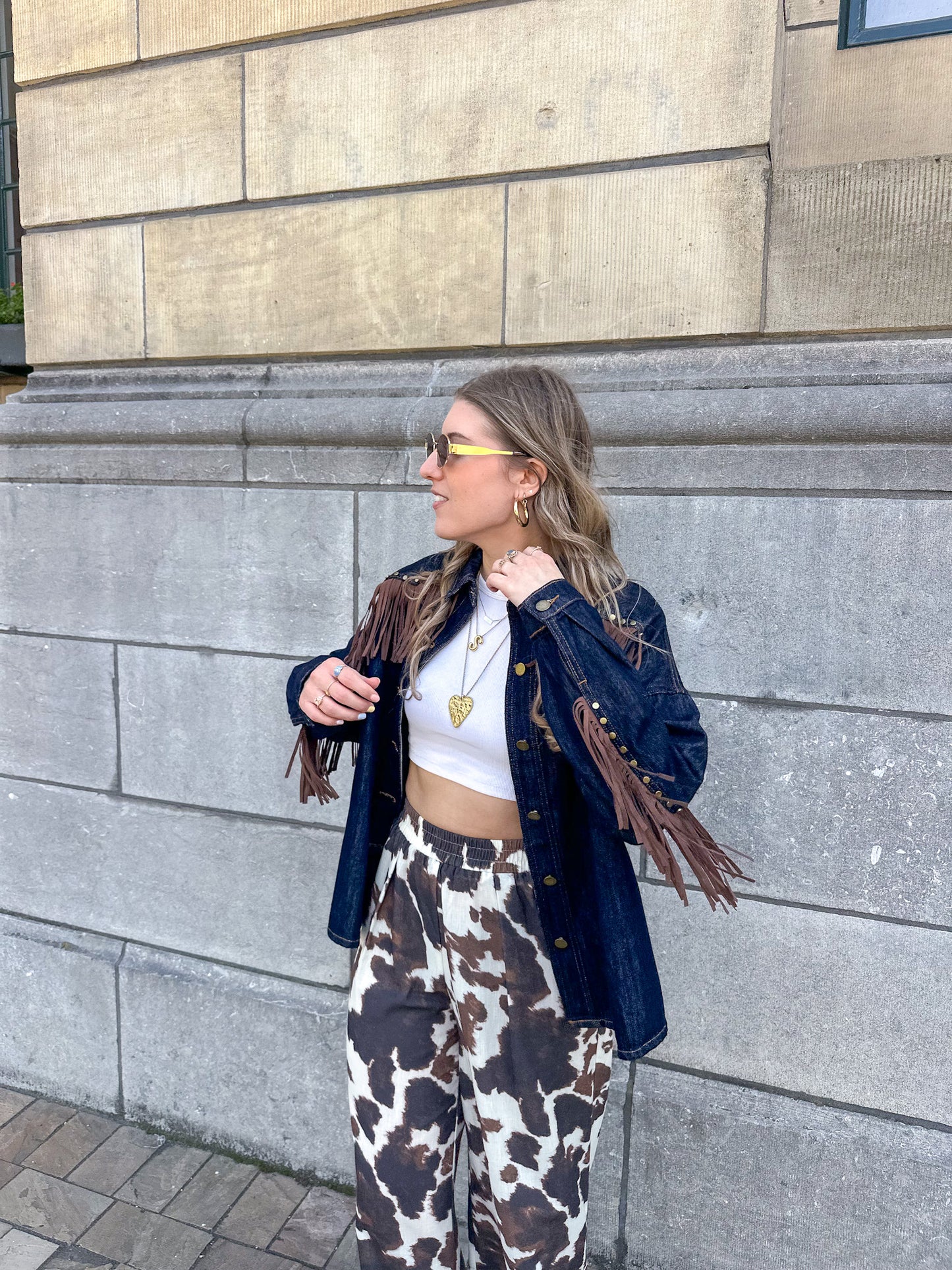 Poppy denim fringe blouse