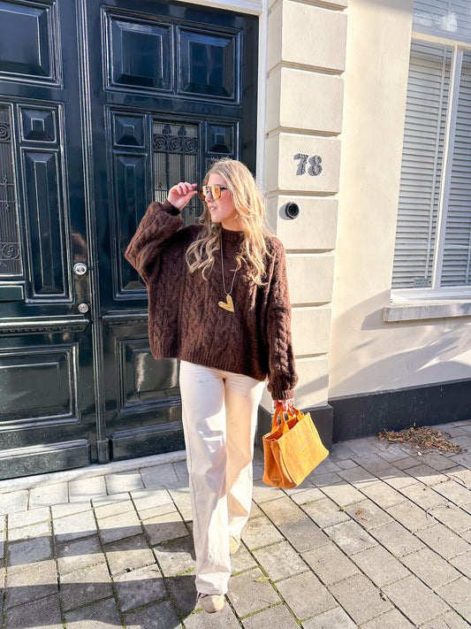 Nova cable knit bruin