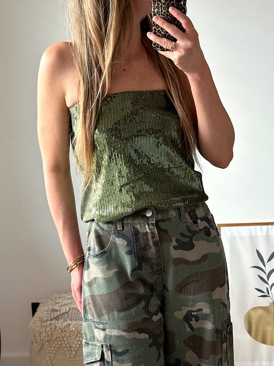 Nani sequin skirt army green
