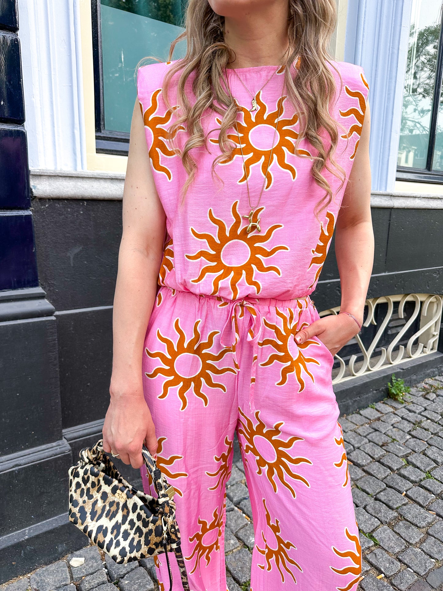 Wavy sun top roze