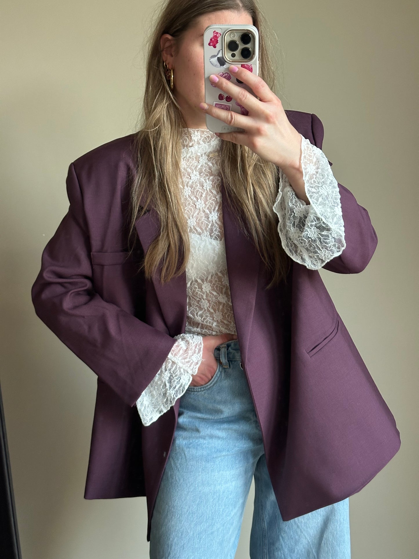 Anouk lace top longsleeve white