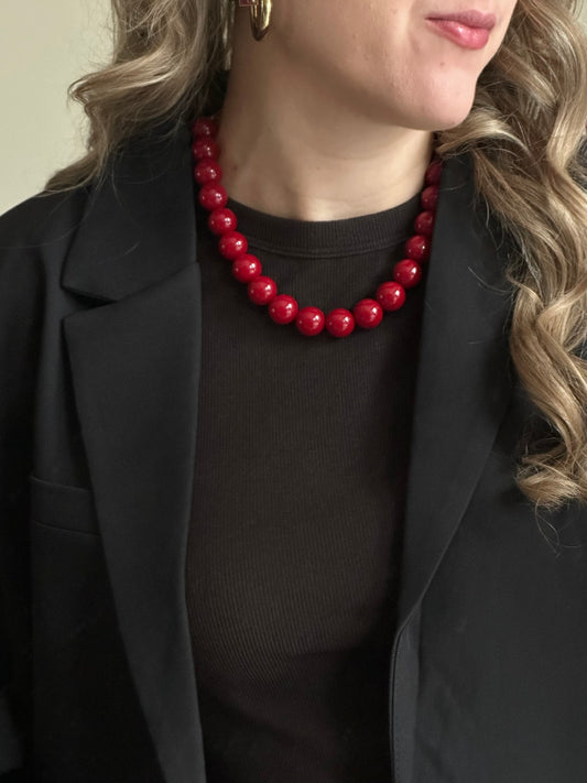 Color beads ketting rood