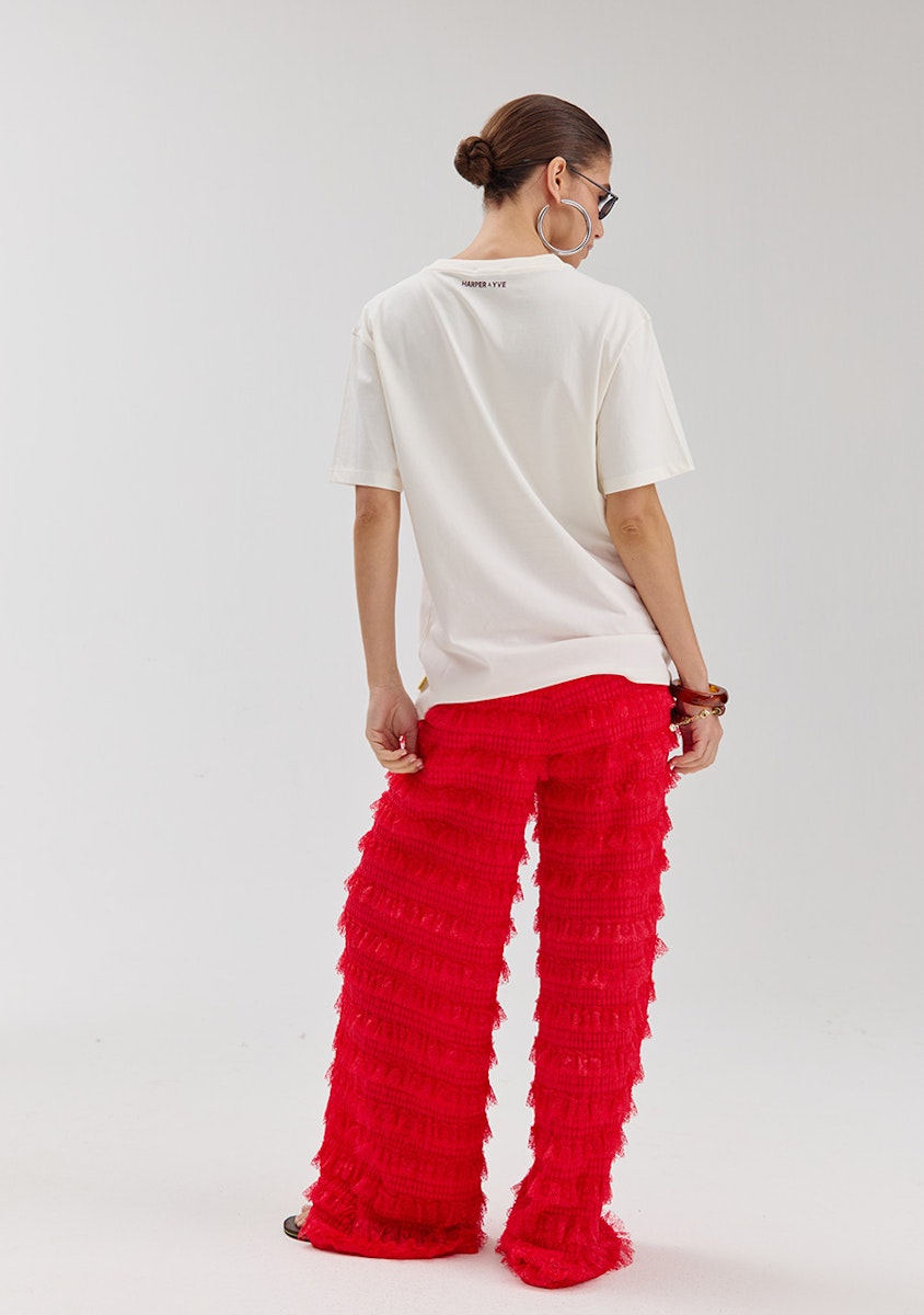 Harper & Yve LO ruffle pants red