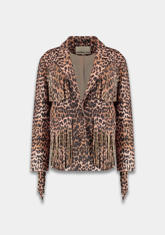 Harper & Yve Blazer Casey leopard fringe