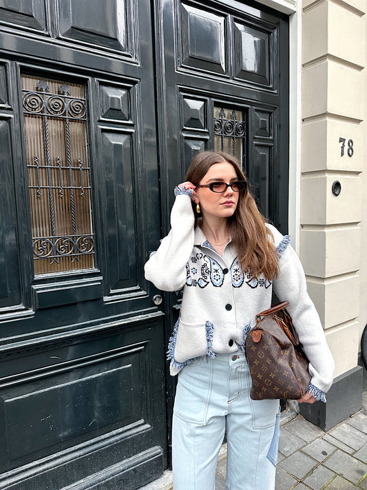 Noa bandanaprint vest grey blue