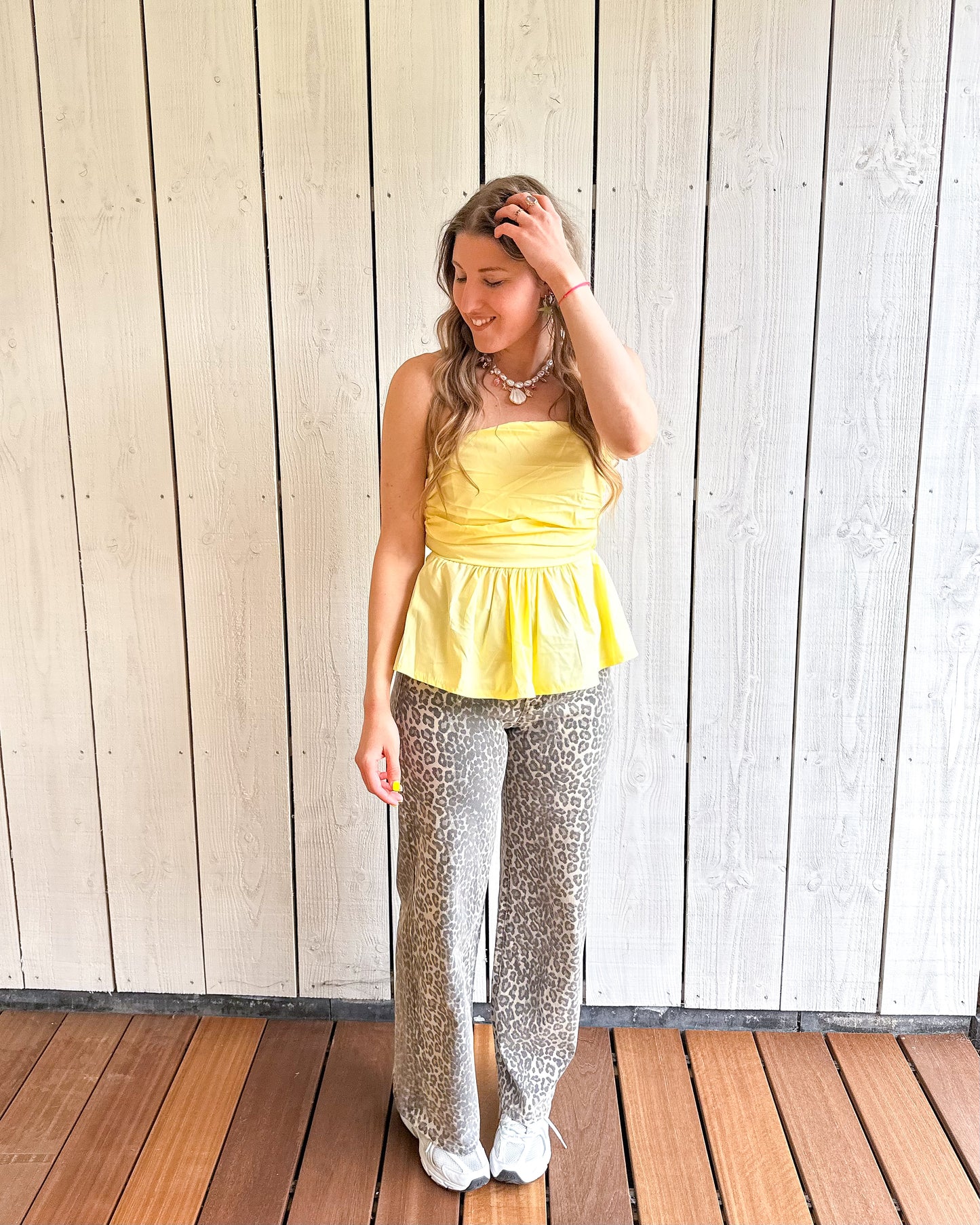 Leopard straight jeans
