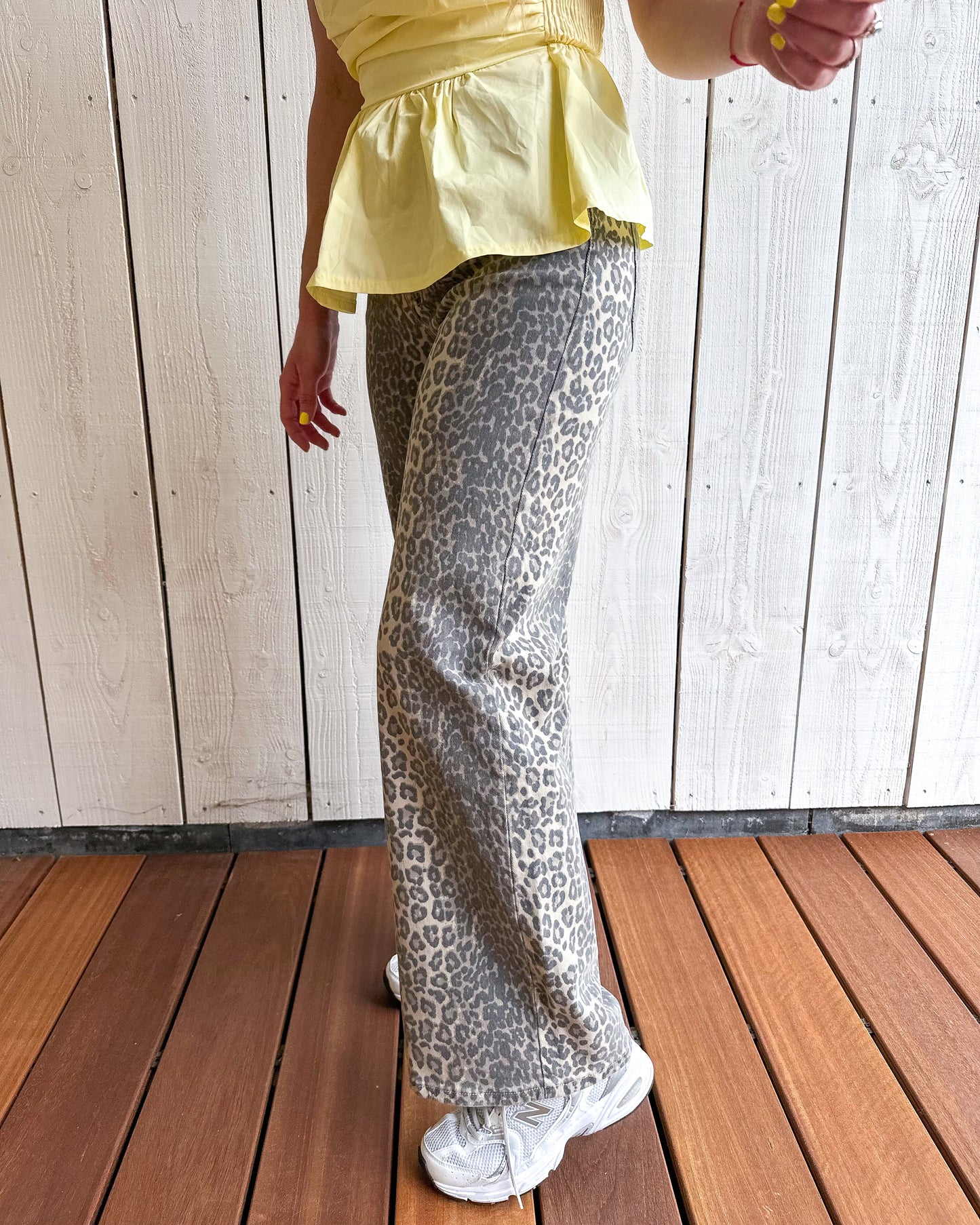 Leopard straight jeans