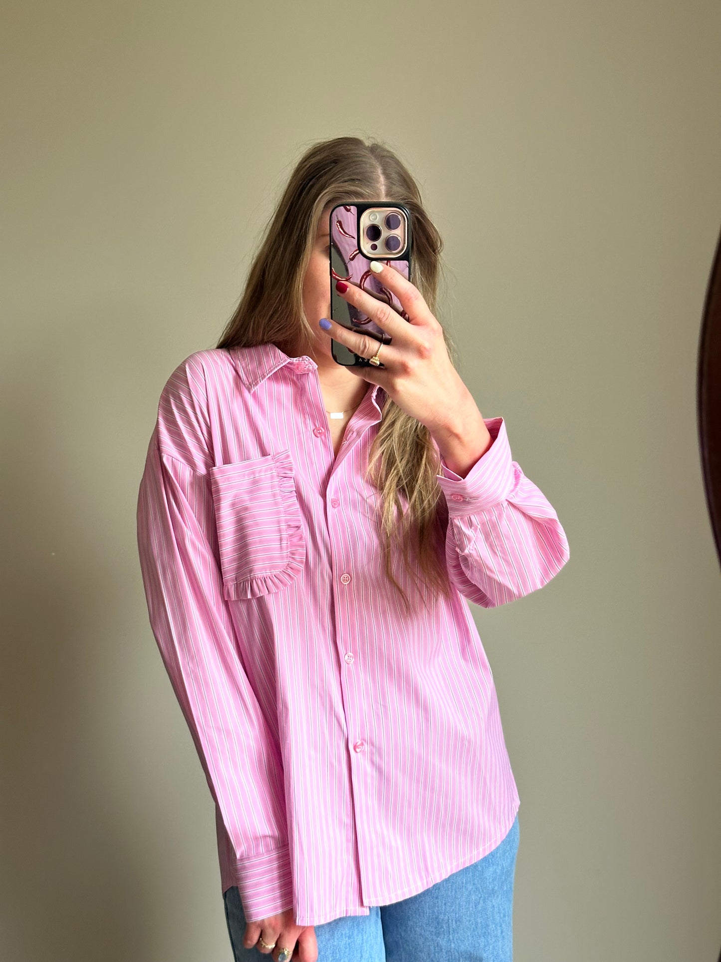 Lisan strepen blouse pink