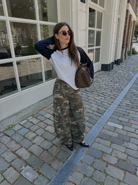 Tessa camouflage jeans baggy barrel fit army