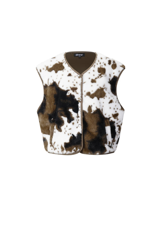 Jill teddy gilet cow print