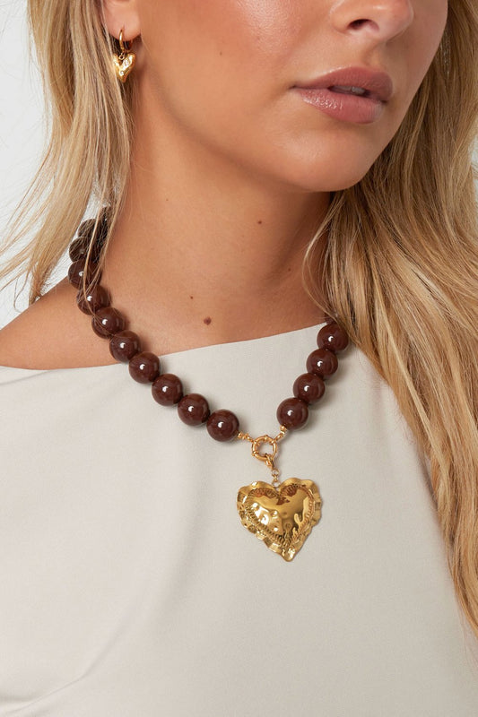 Color beads ketting donker bruin