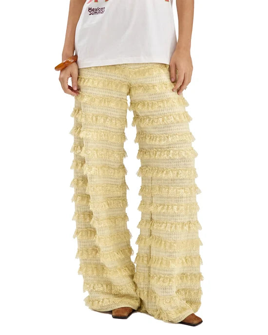 Harper & Yve LO ruffle pants almond oil