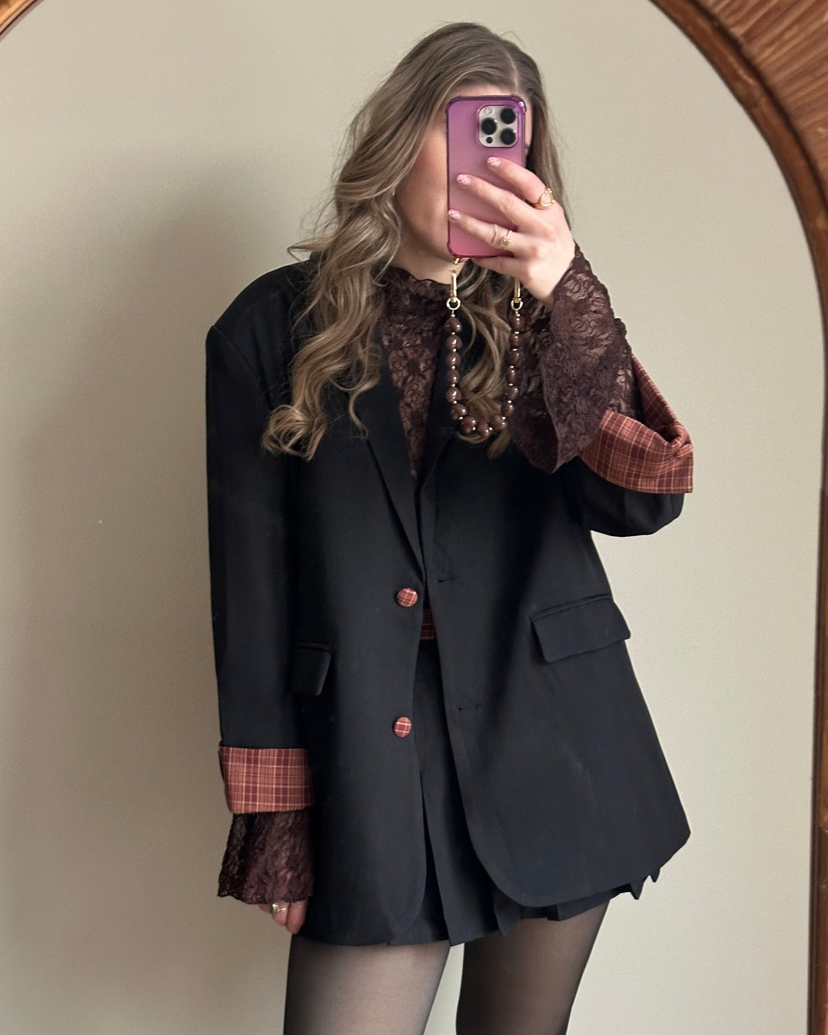 Zoey blazer zwart met ruit detail