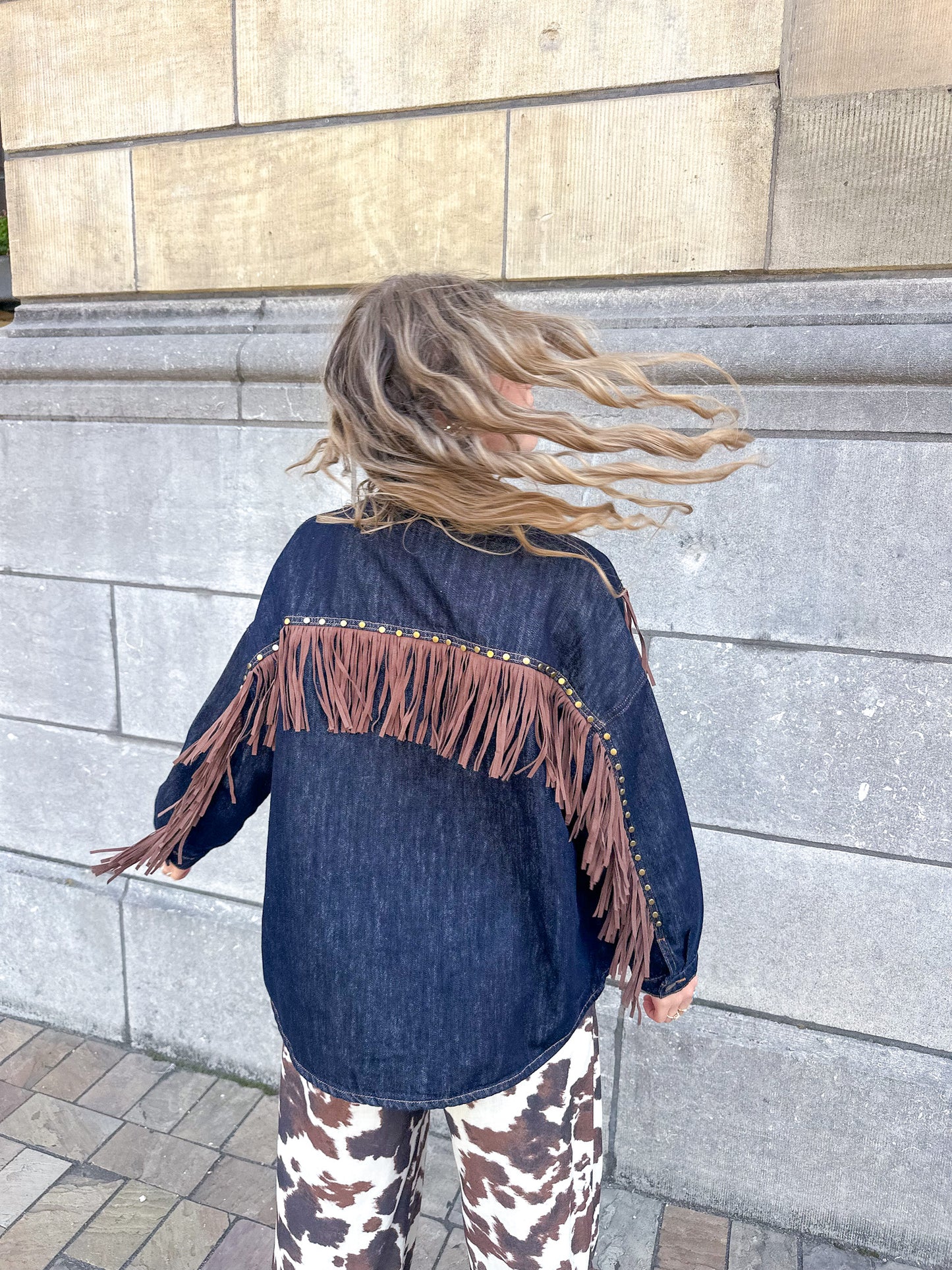 Poppy denim fringe blouse