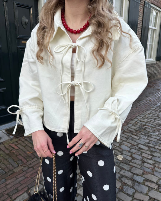 Kiana top met strikjes wit