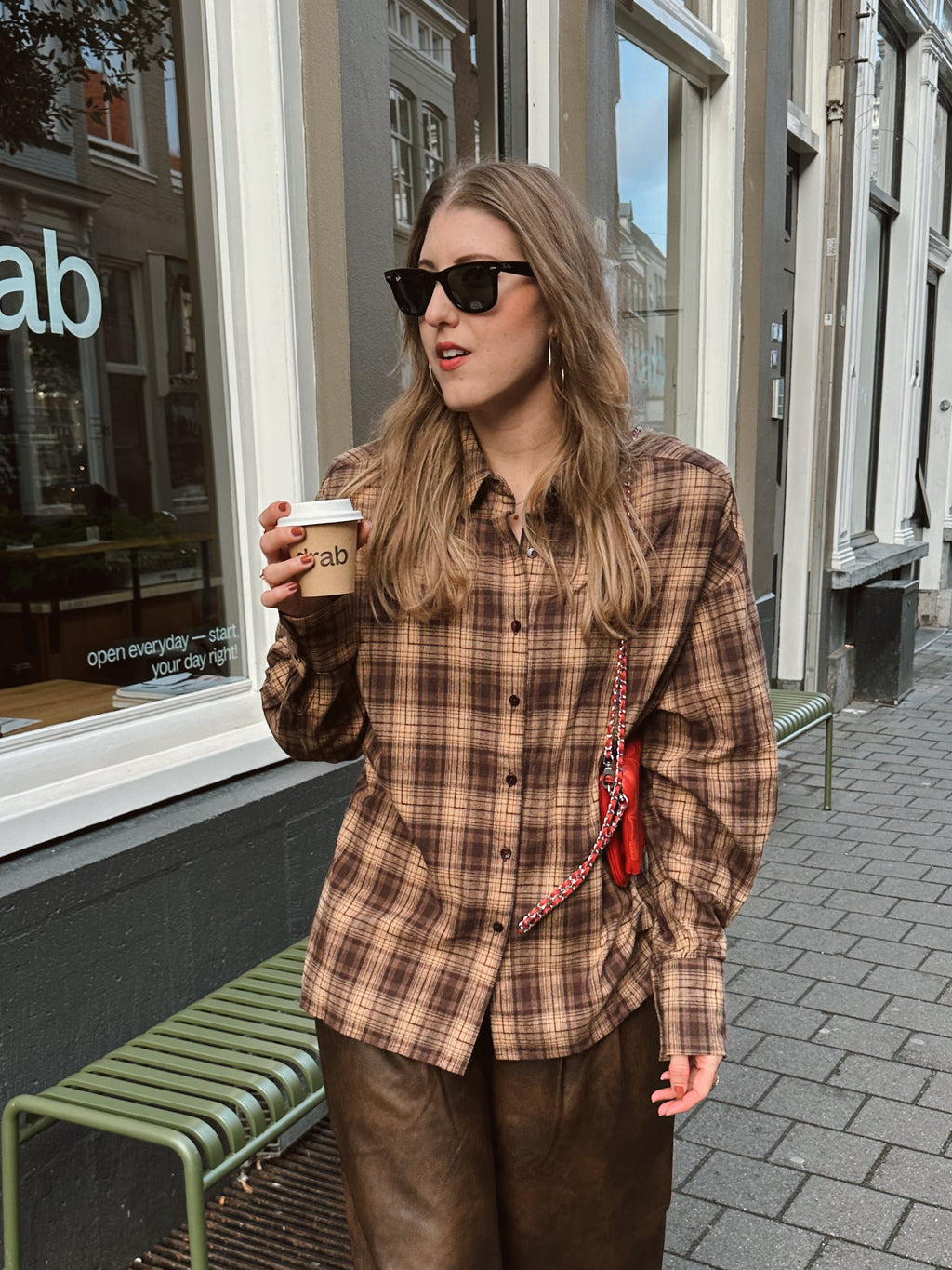 Harper & Yve Kim checkered blouse brown