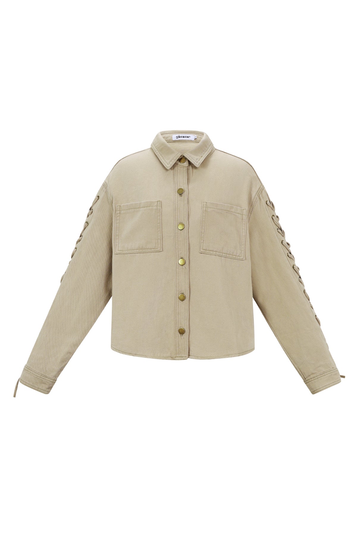 Jessica denim blouse met veter beige