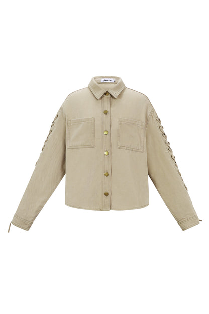 Jessica denim blouse met veter beige