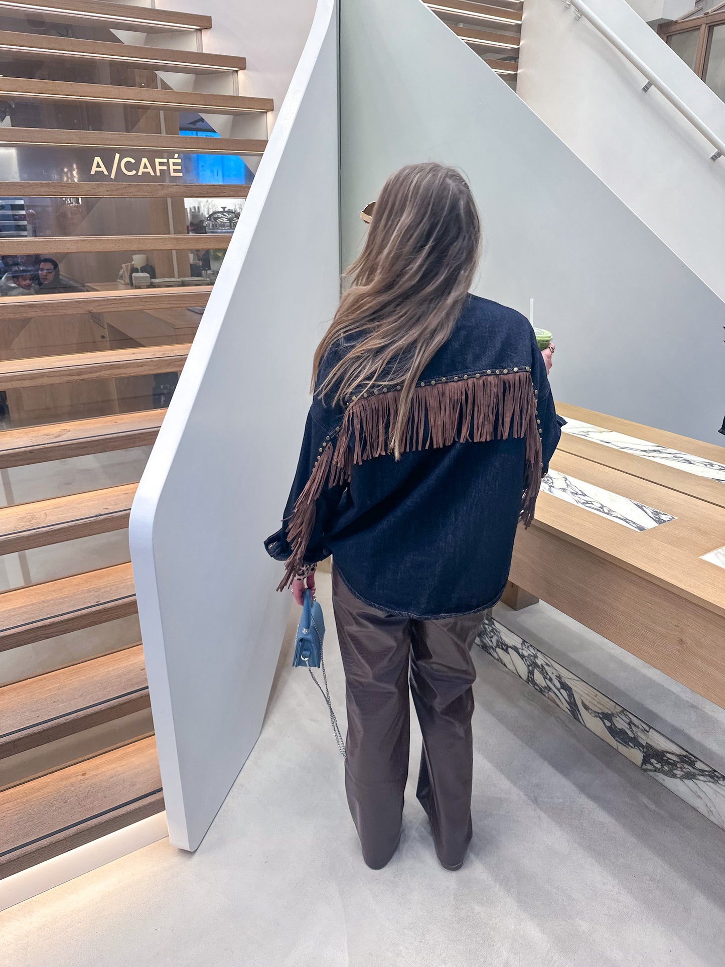 Poppy denim fringe blouse