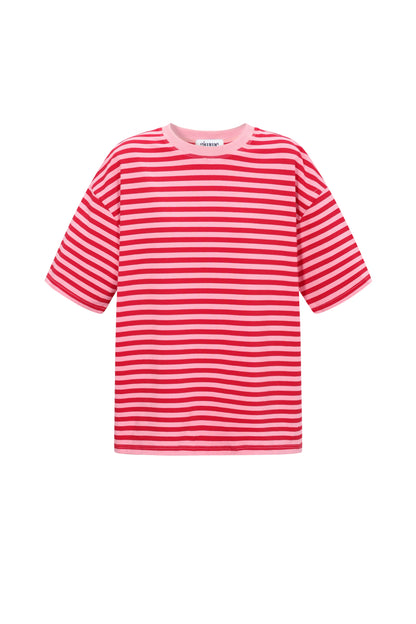 Loes t-shirt met strepen roze rood