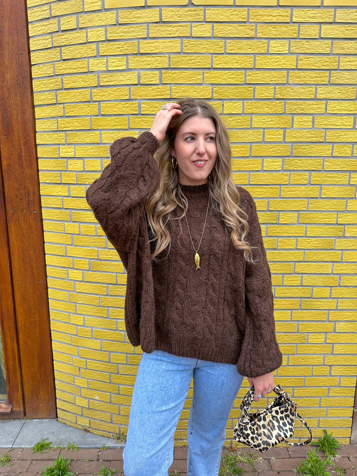 Nova cable knit bruin