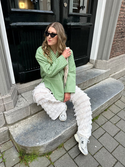Boxy oversized blazer checkered green