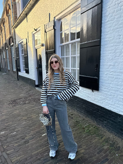 Sage streep trui bruin blauw