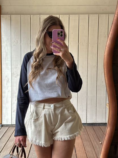 Juul two toned baseball longsleeve navy grey