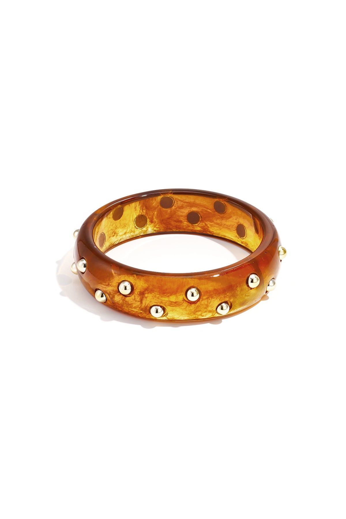 Oranje blush bangle met goudkleurige studs