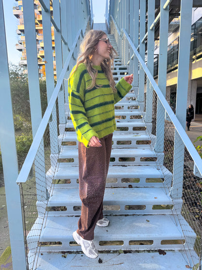 Tess groene gestreepte trui