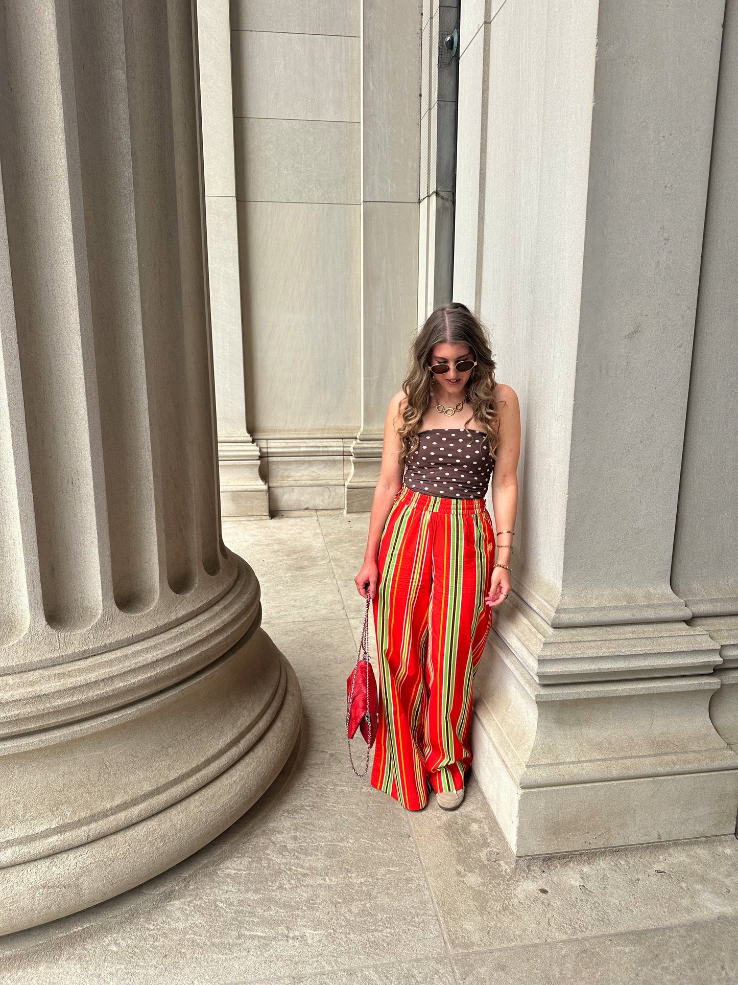 Harper & Yve Meike pants stripes rood