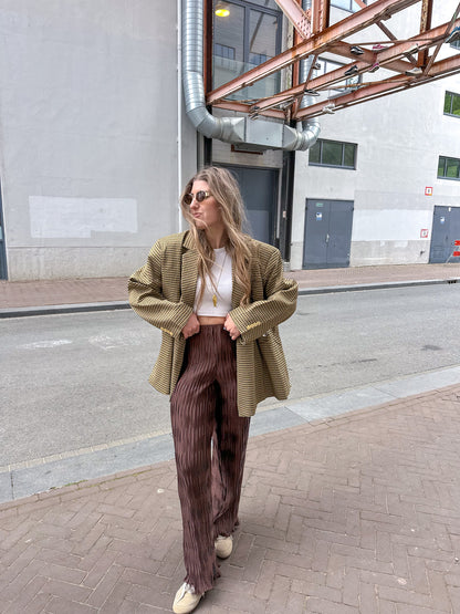 Boxy oversized blazer checkered mustard