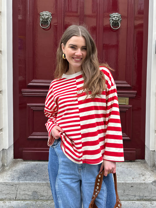 Amy gestreepte longsleeve red