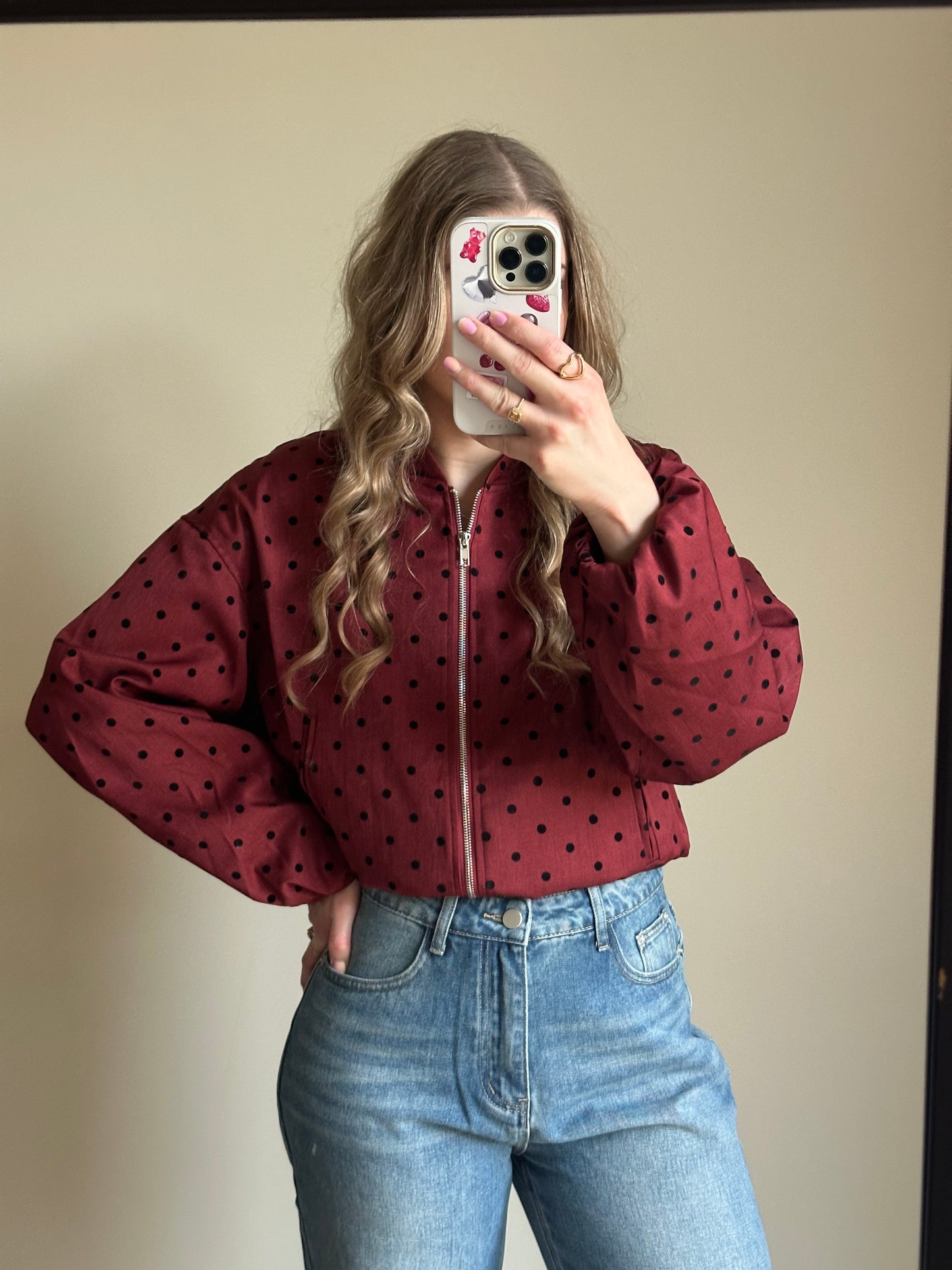 Suus polka dots bomber jasje bordeaux