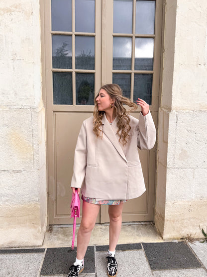Boxy oversized blazer taupe