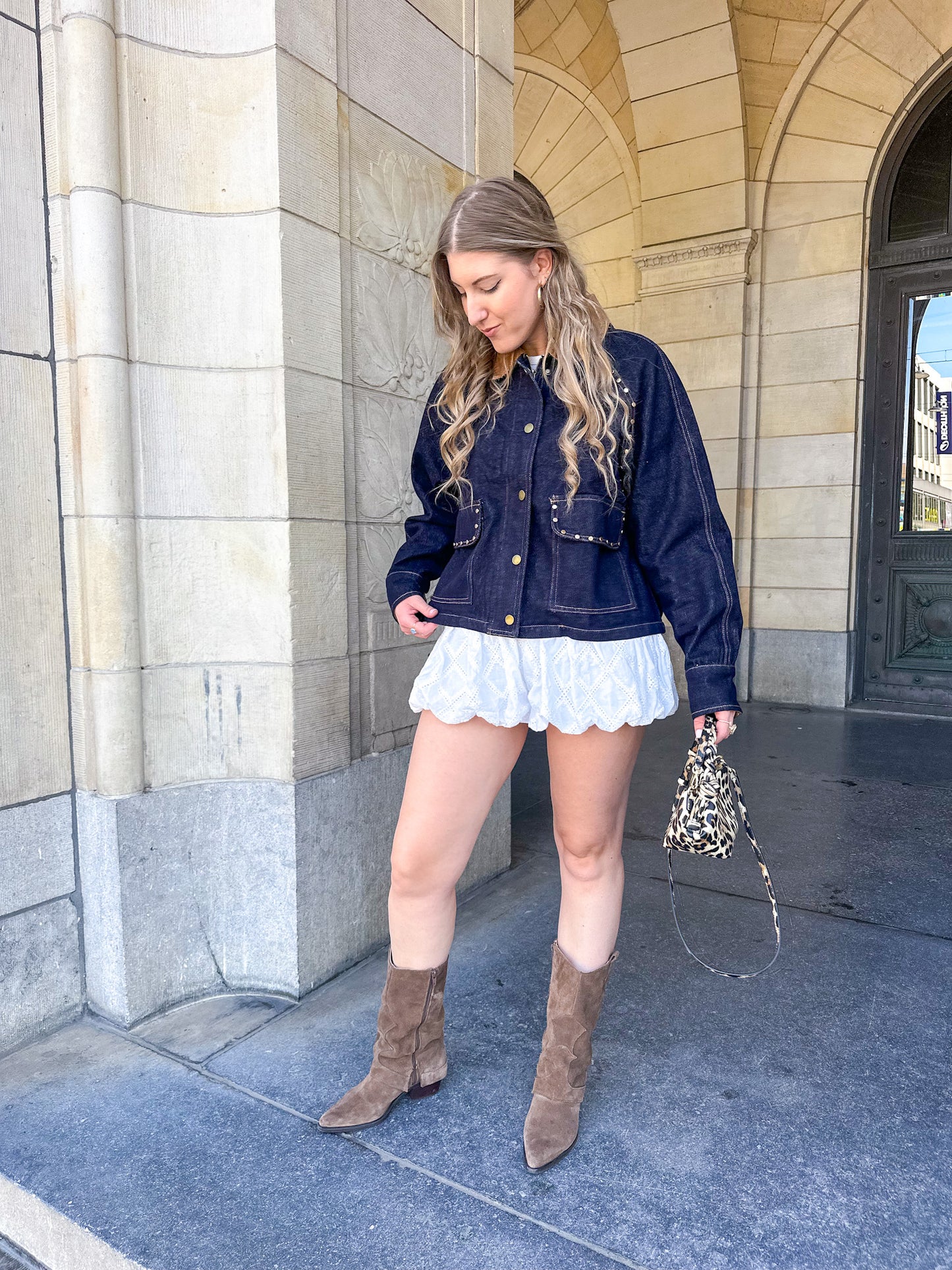 Noor denim studs jacket