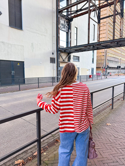 Amy gestreepte longsleeve red