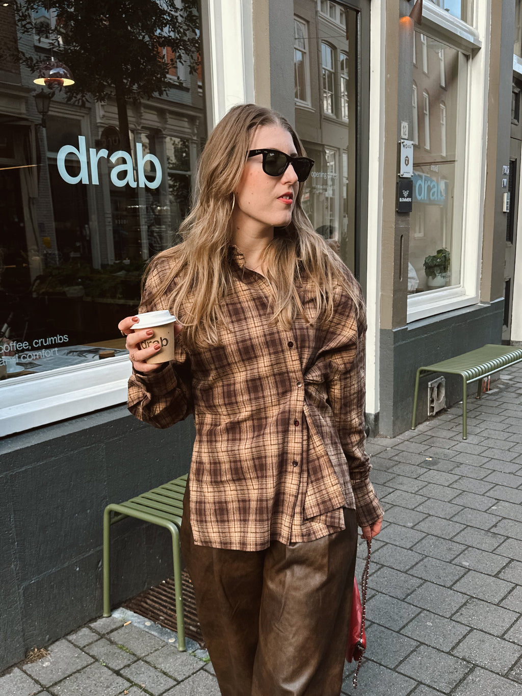 Harper & Yve Kim checkered blouse brown