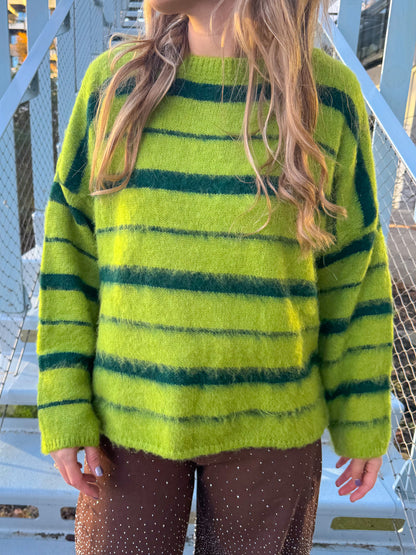 Tess groene gestreepte trui